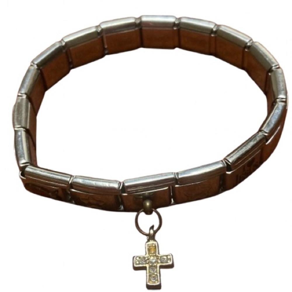 Claire's unfinished silver color bracelet with cross charm